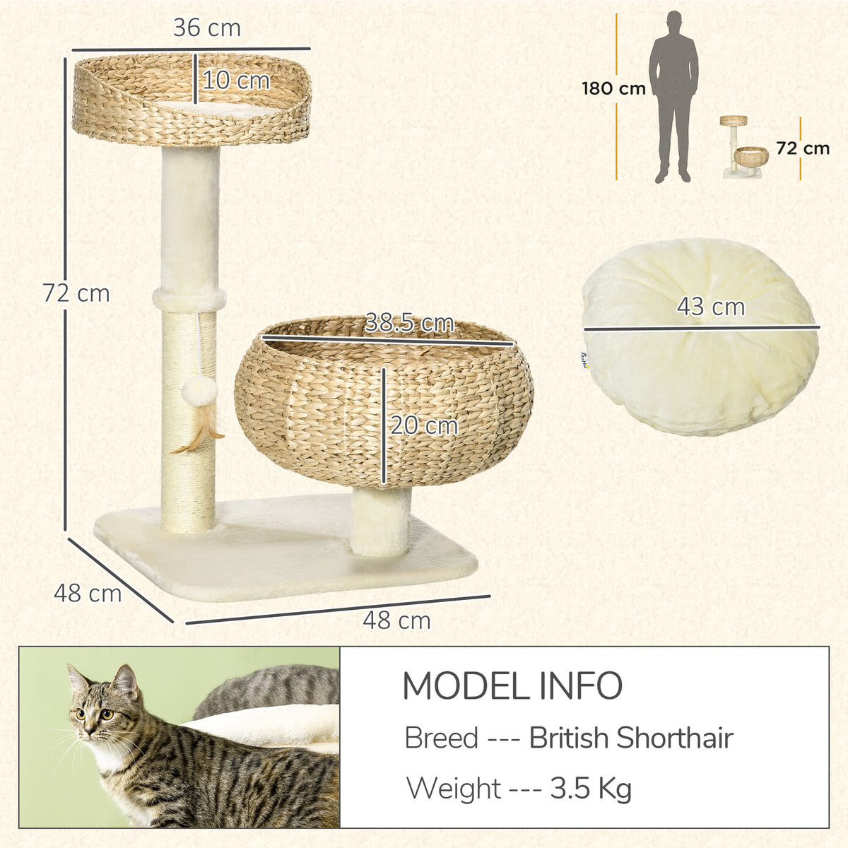 72cm cat tree kitten tower – view 10