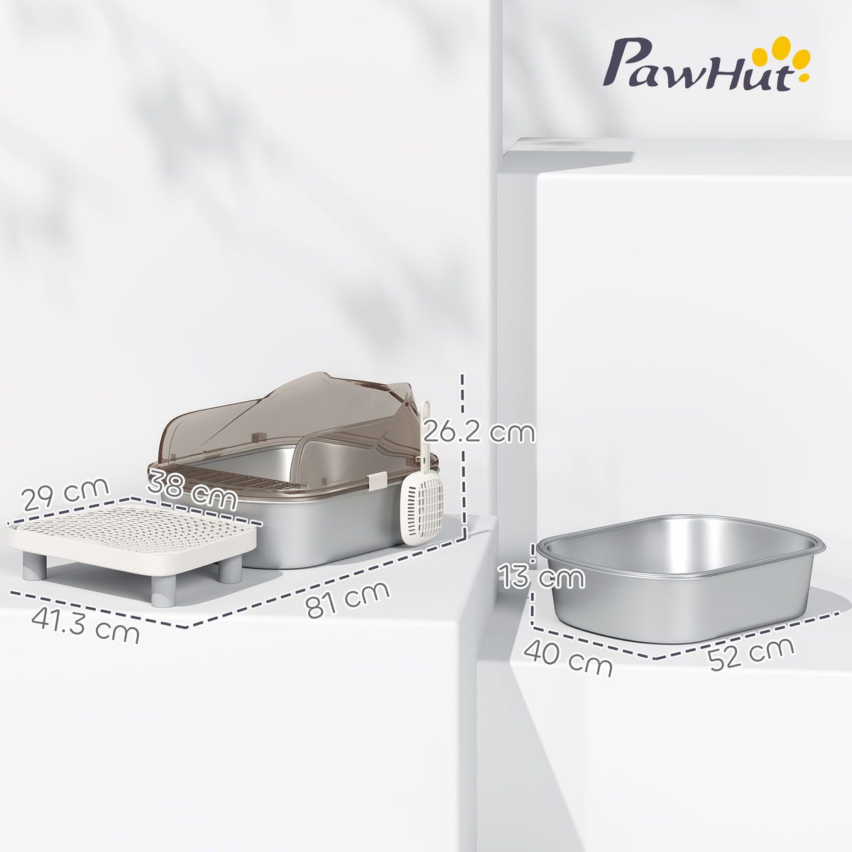 Enclosed cat litter box with lid and pedal – view 4