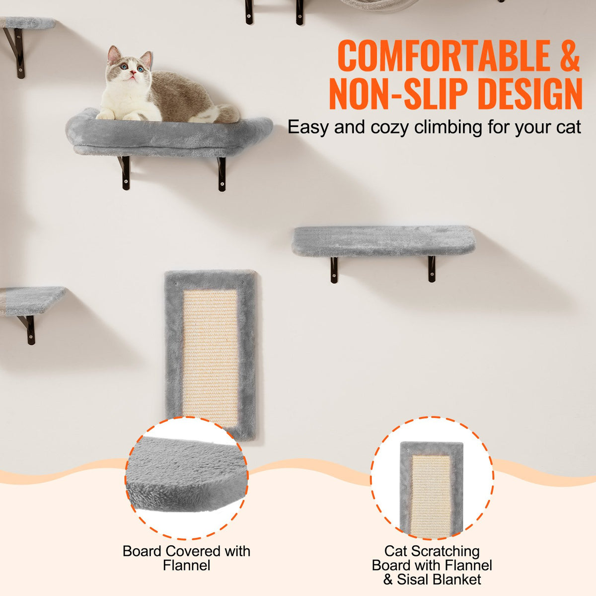6-piece wall-mounted cat shelf set – view 5