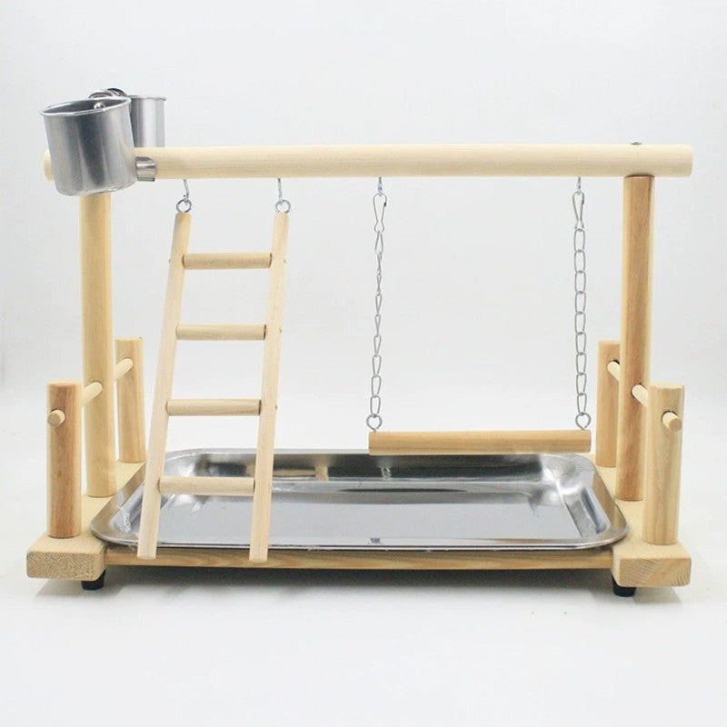 Solid wood parrot playstand perch gym – view 4