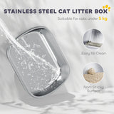 PawHut large stainless steel litter box – view 3