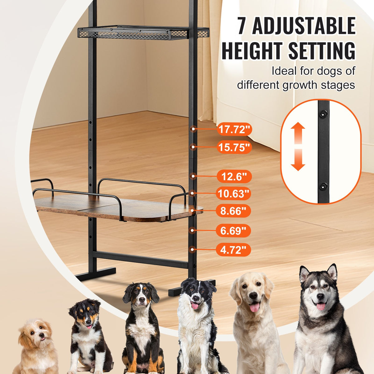 Raised pet feeding station with storage drawer – view 2
