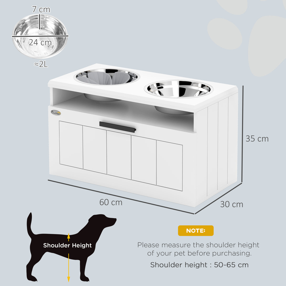 PawHut raised slow-feed dog bowl station – view 3