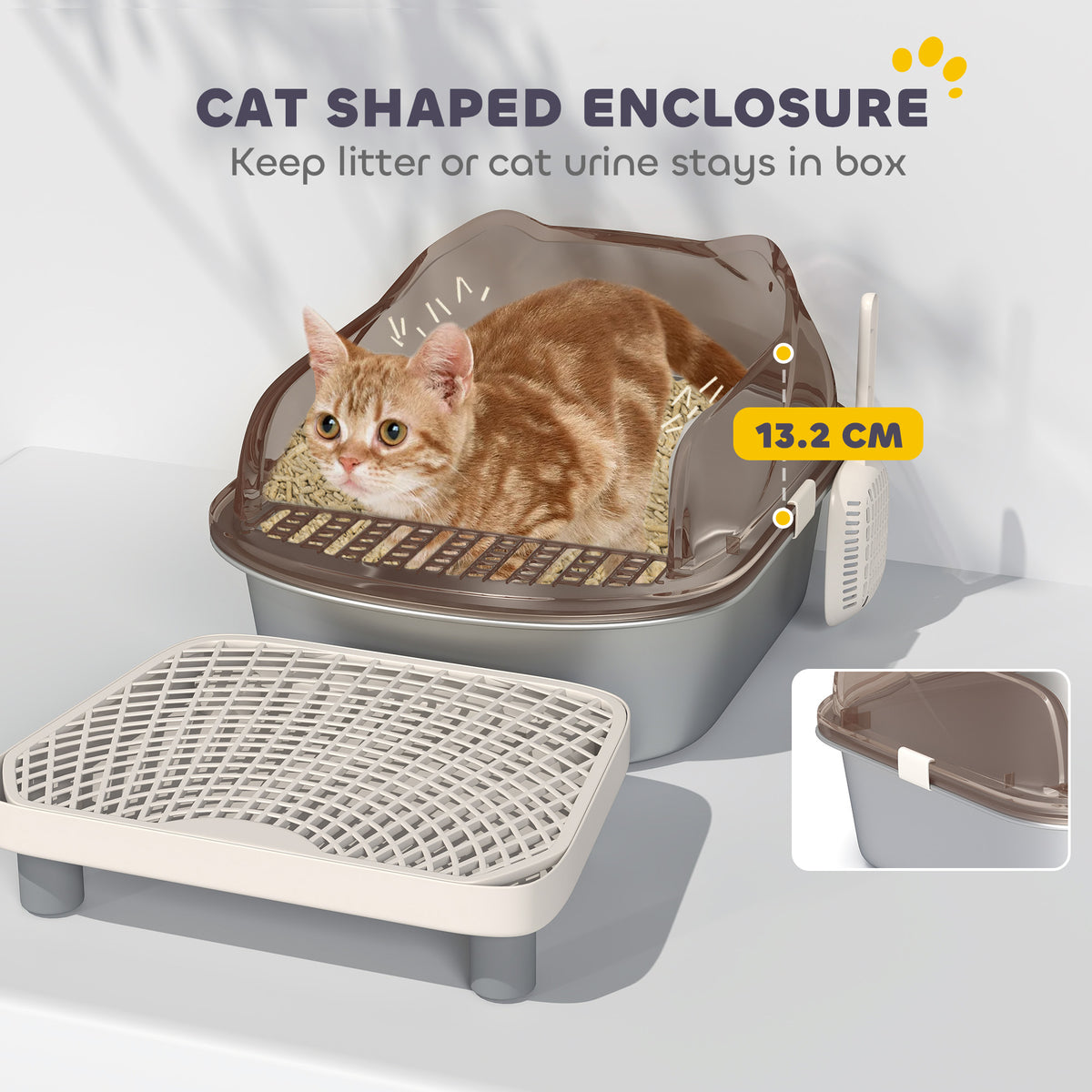 Enclosed cat litter box with lid and pedal – view 3