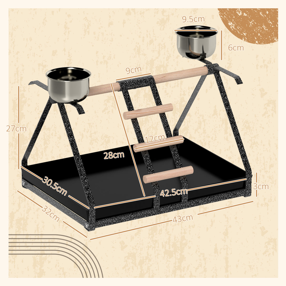 PawHut wooden parrot perch stand – view 5