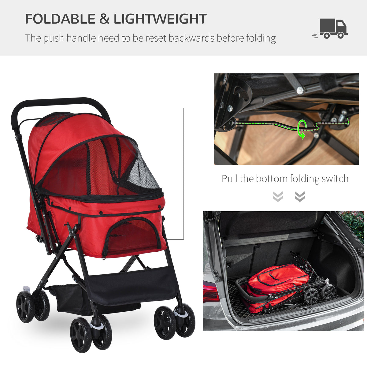 Foldable pet stroller pushchair – view 4