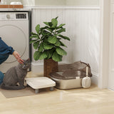 Enclosed cat litter box with lid and pedal – view 2