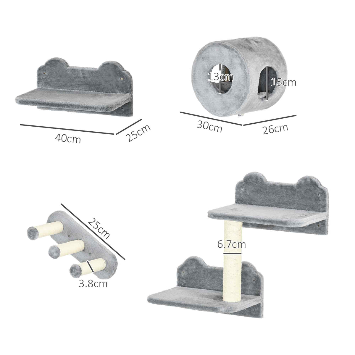4-piece wall-mounted cat tree – view 3
