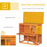 Two-tier wooden outdoor rabbit hutch – view 4