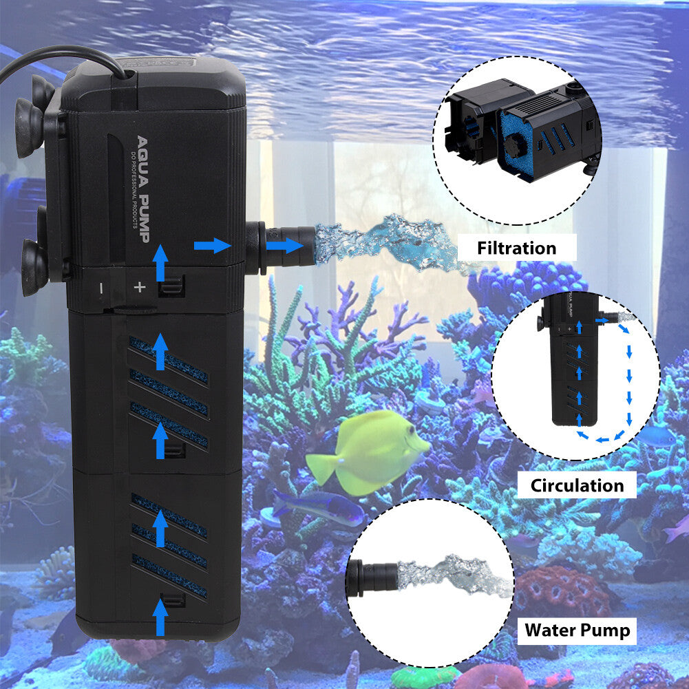 Submersible internal aquarium filter pump – view 4