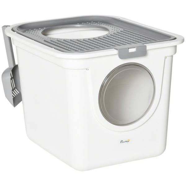 Enclosed high-side cat litter box