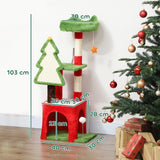 120cm festive green Christmas cat tree – view 8