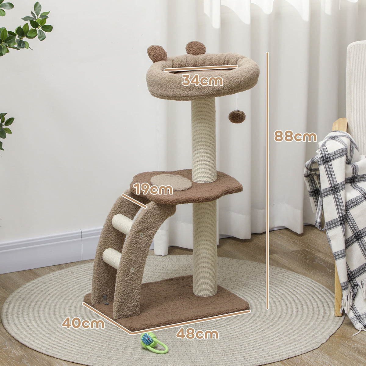 88cm indoor cat tree with sisal posts – view 3