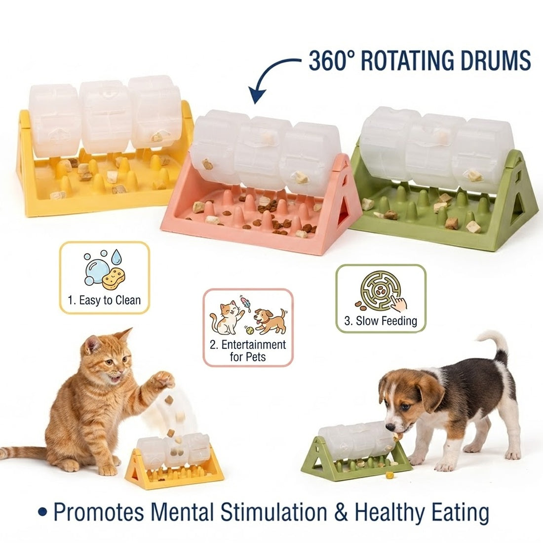 Rotating puzzle slow feeder dog bowl – view 7