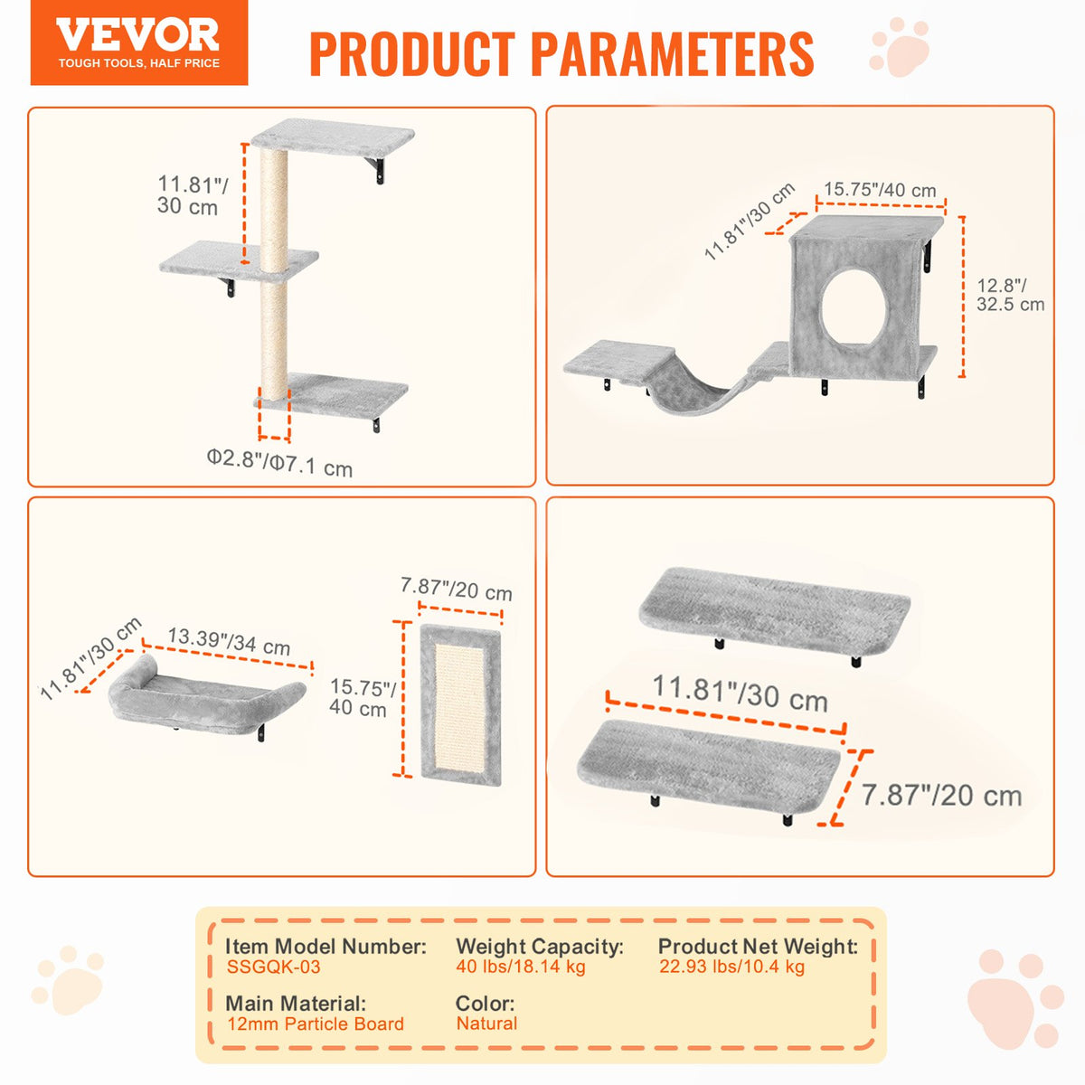 6-piece wall-mounted cat shelf set – view 2
