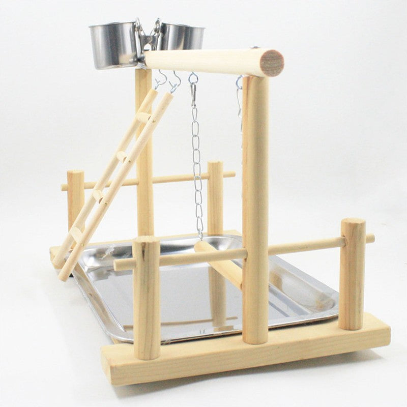 Solid wood parrot playstand perch gym – view 7