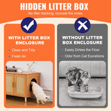 Cat litter box furniture cabinet with rattan doors – view 4