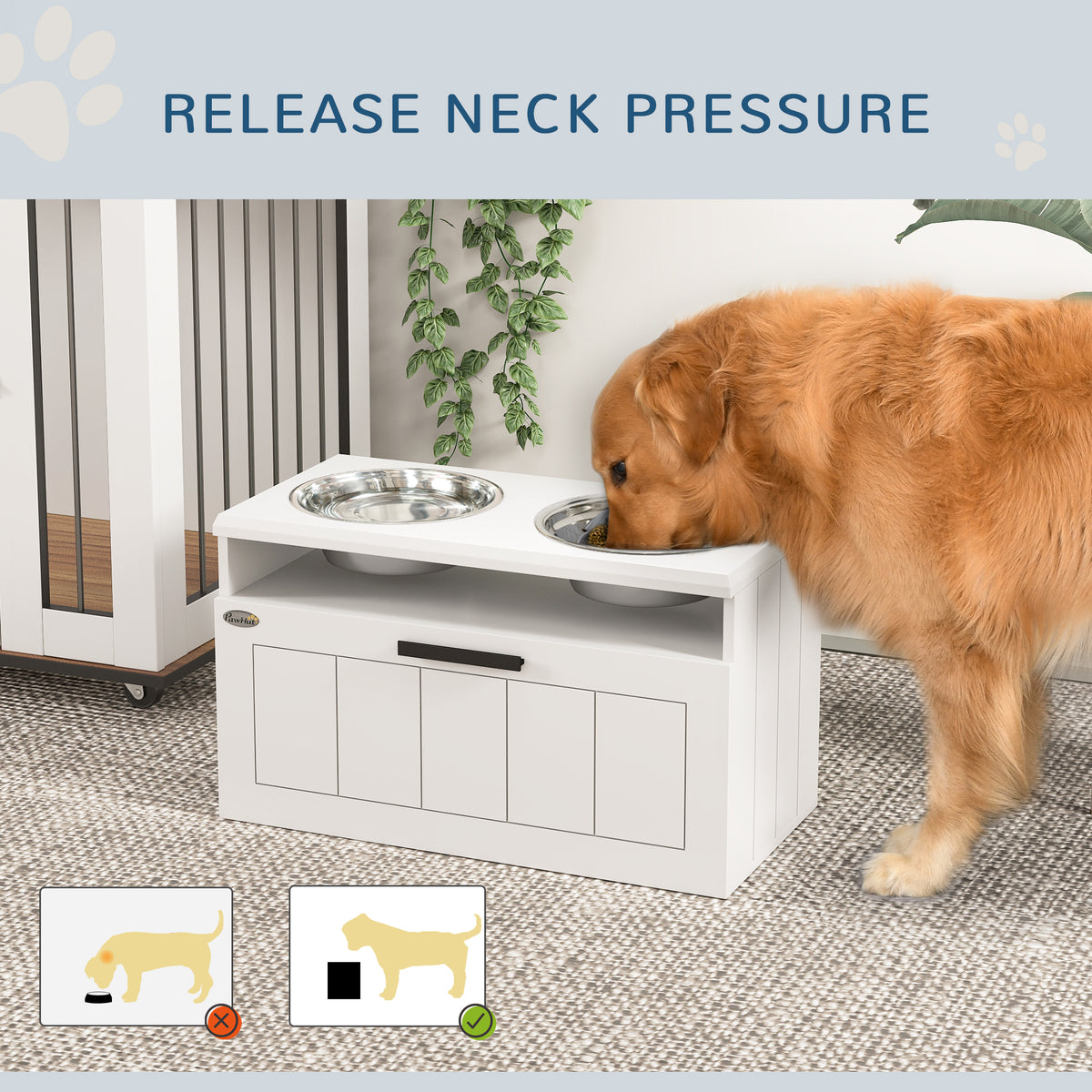 PawHut raised slow-feed dog bowl station – view 5