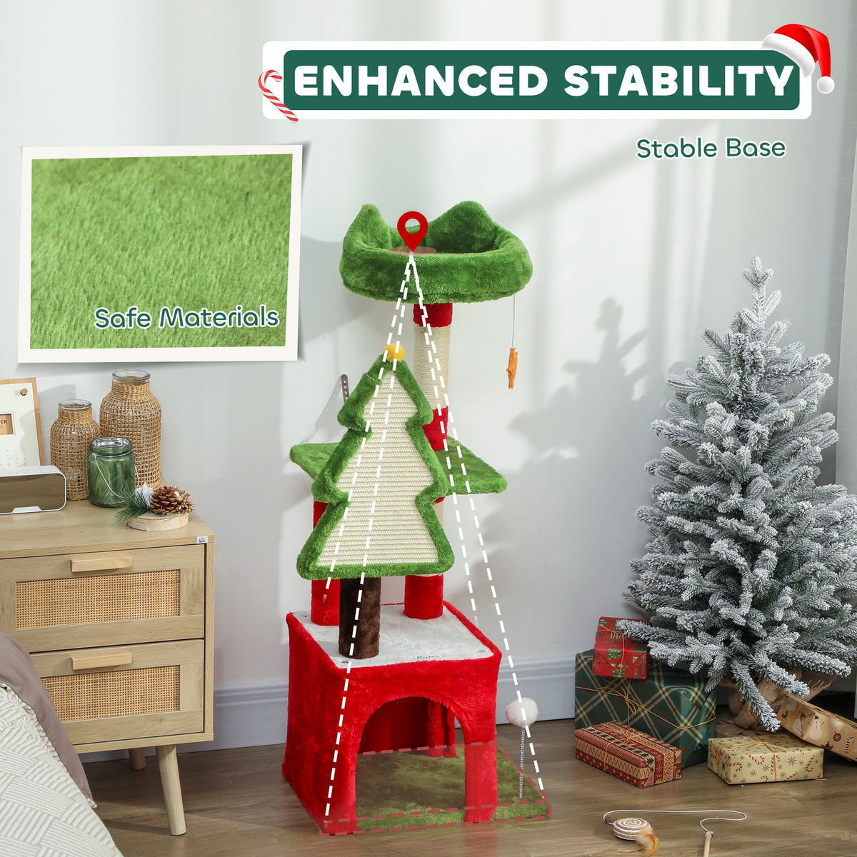 120cm festive green Christmas cat tree – view 5