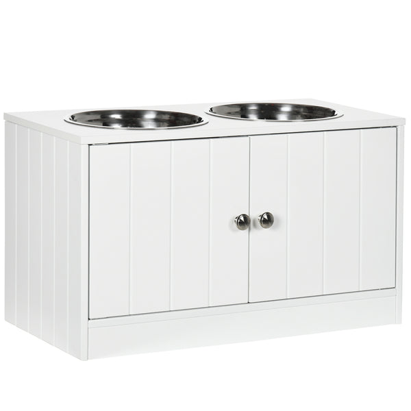 PawHut raised two-bowl pet feeder with storage