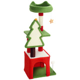 120cm festive green Christmas cat tree – view 2