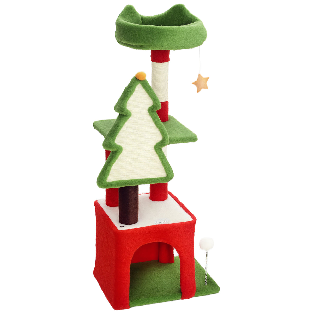 120cm festive green Christmas cat tree – view 2