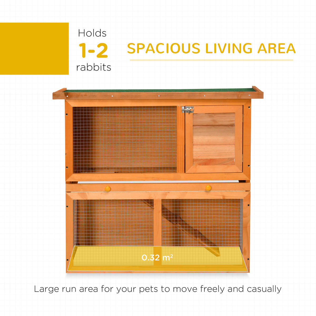 Two-tier wooden outdoor rabbit hutch – view 5
