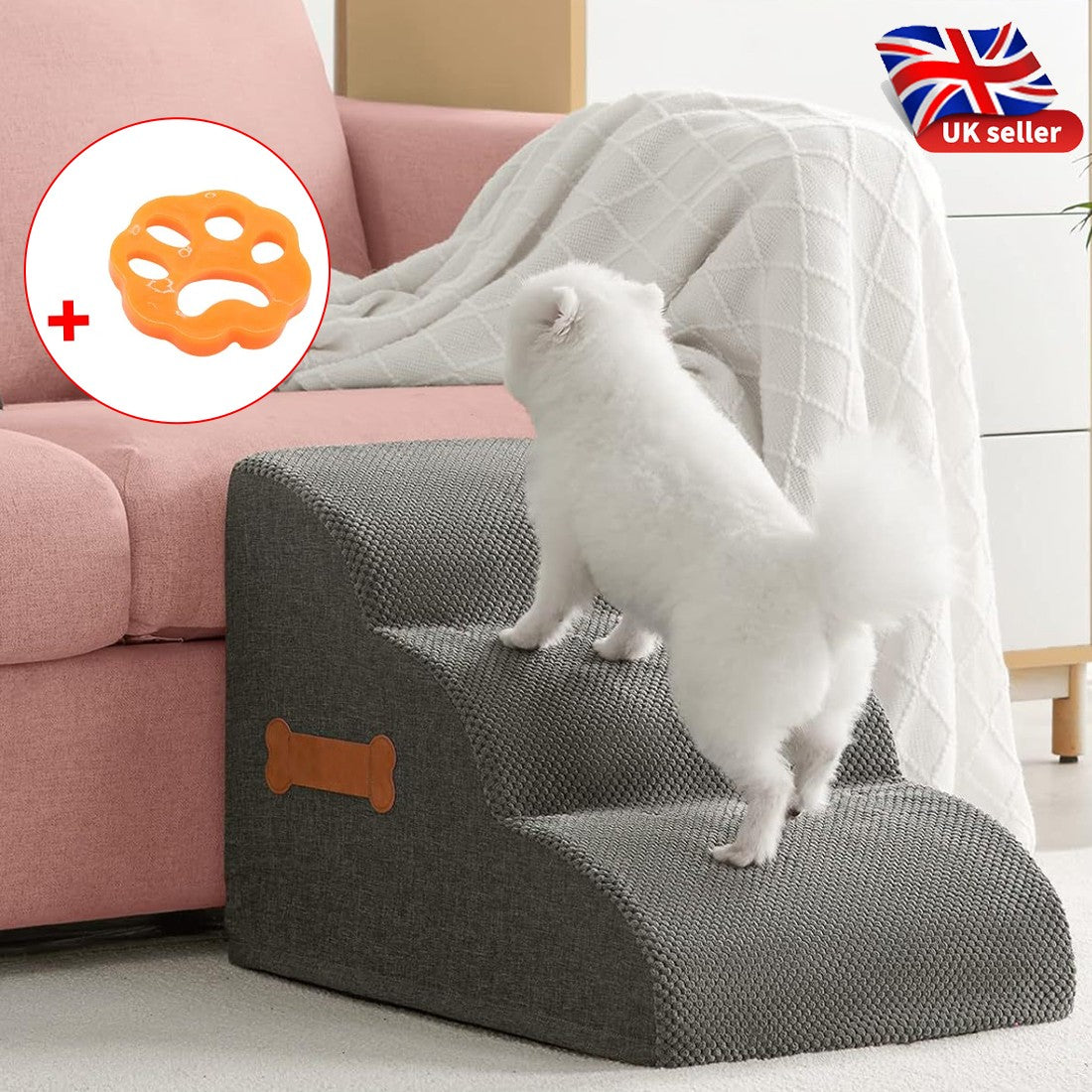 3-step portable pet stairs – view 3