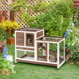 Two-tier fir rabbit hutch on wheels – view 4