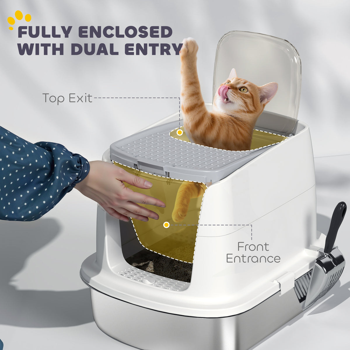 PawHut large stainless steel litter box – view 5