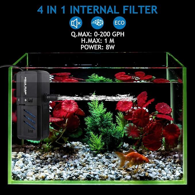 Submersible internal aquarium filter pump – view 3