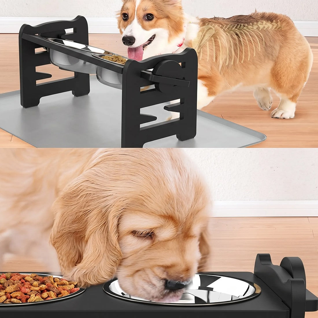 Adjustable raised dog feeding stand – view 5