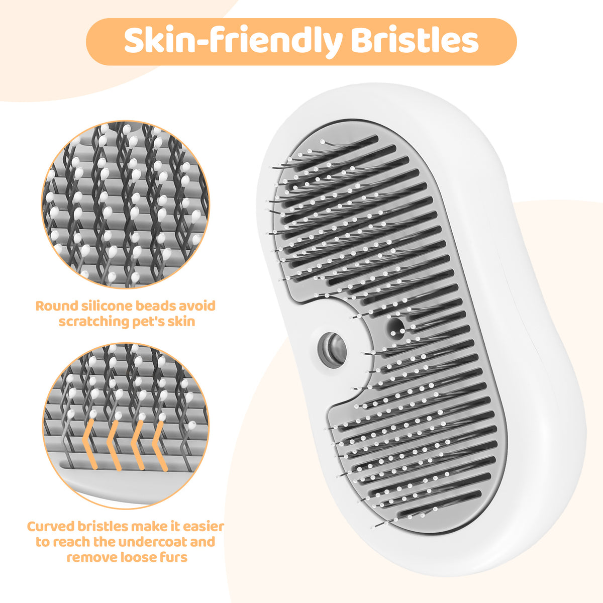 Self-cleaning cat steam grooming brush – view 4