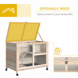 2-layer indoor wooden rabbit hutch with wheels – view 4
