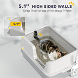 Stainless steel cat litter box with detachable rim – view 4