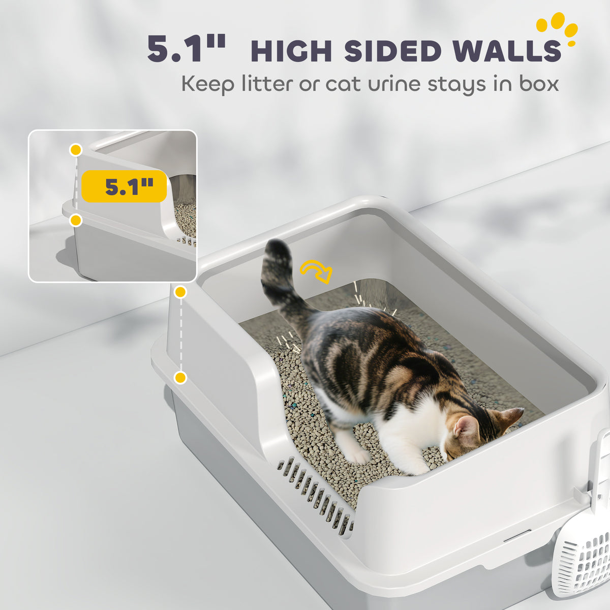 Stainless steel cat litter box with detachable rim – view 4