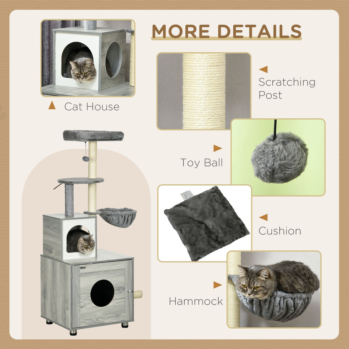 Enclosed cat litter box and cat house – view 2