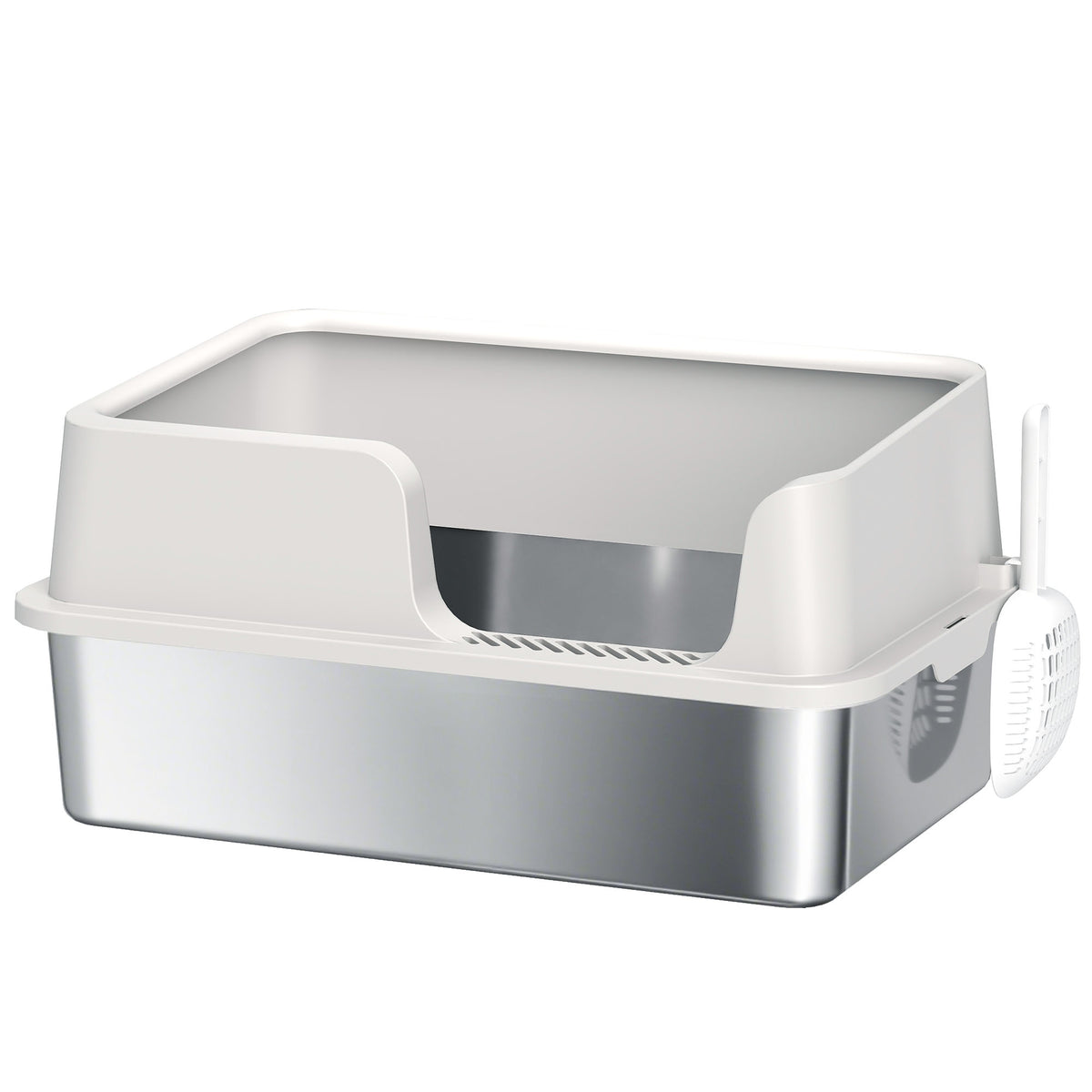 Stainless steel cat litter box with detachable rim