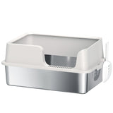 Stainless steel cat litter box with detachable rim
