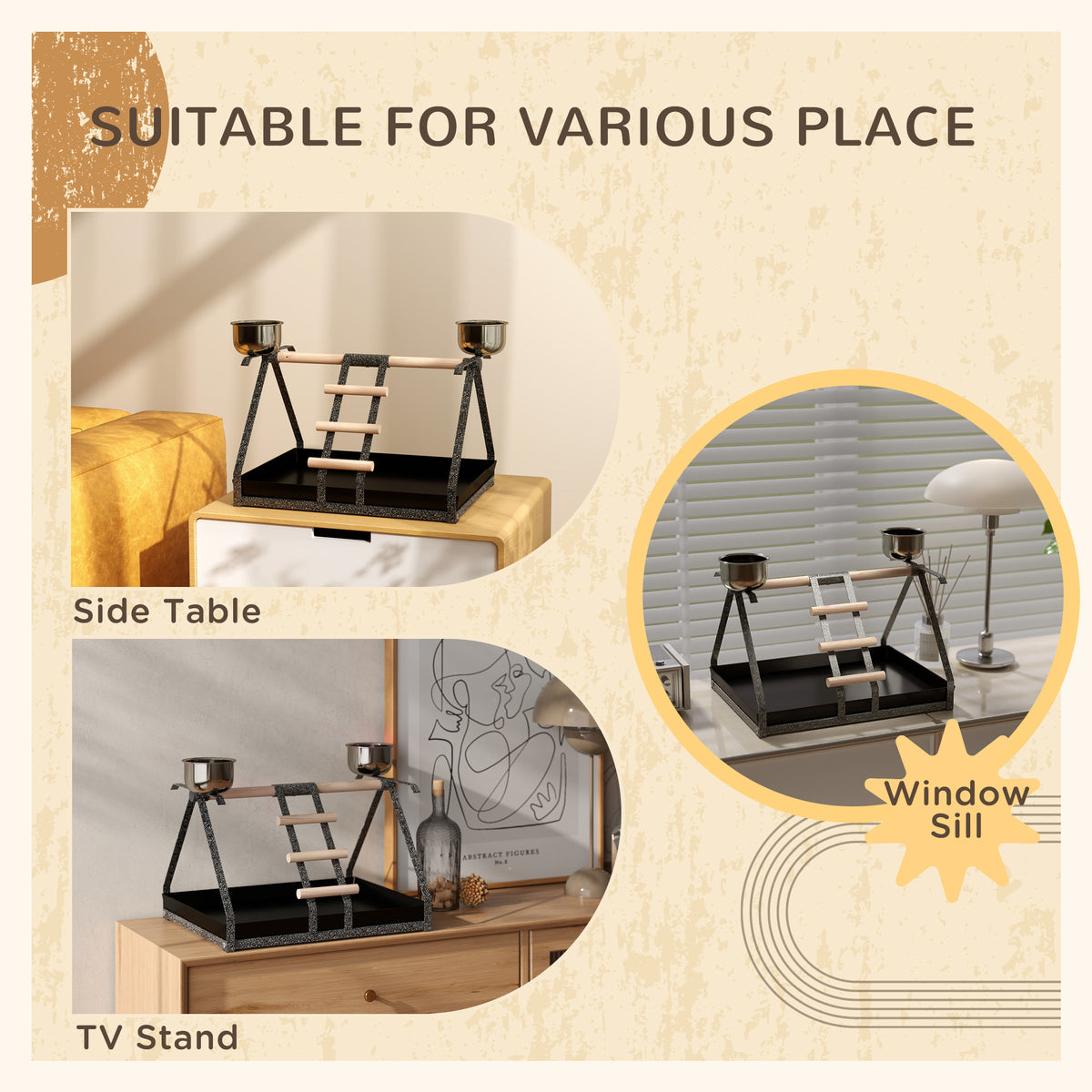 PawHut wooden parrot perch stand – view 4