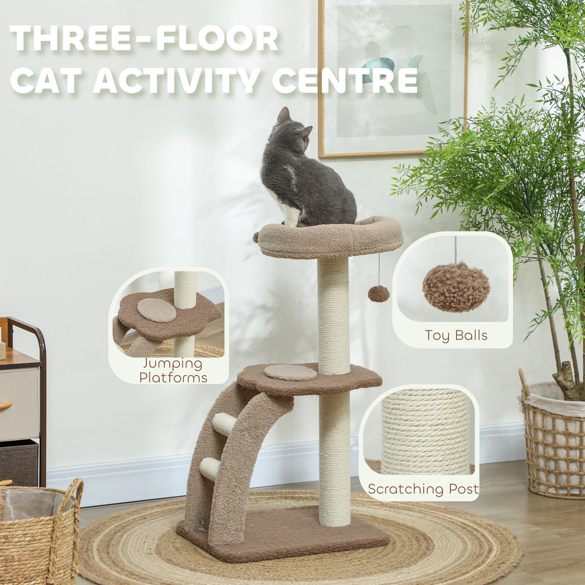 88cm indoor cat tree with sisal posts – view 9