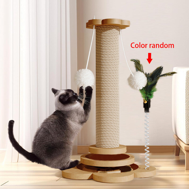 Tall natural sisal cat scratching post – view 3