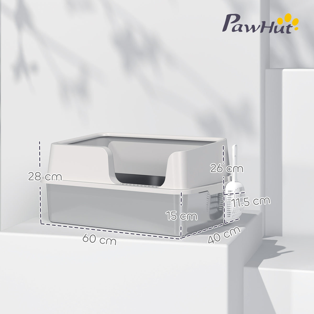 Stainless steel cat litter box with detachable rim – view 5