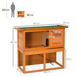 Two-tier wooden outdoor rabbit hutch – view 2