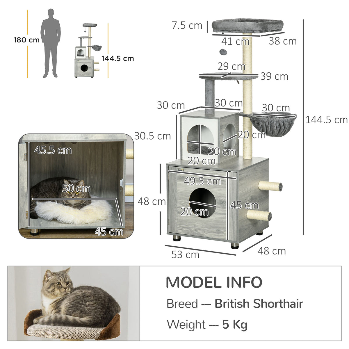Enclosed cat litter box and cat house – view 3