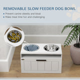 PawHut raised slow-feed dog bowl station – view 4