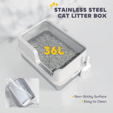 Stainless steel cat litter box with detachable rim – view 2