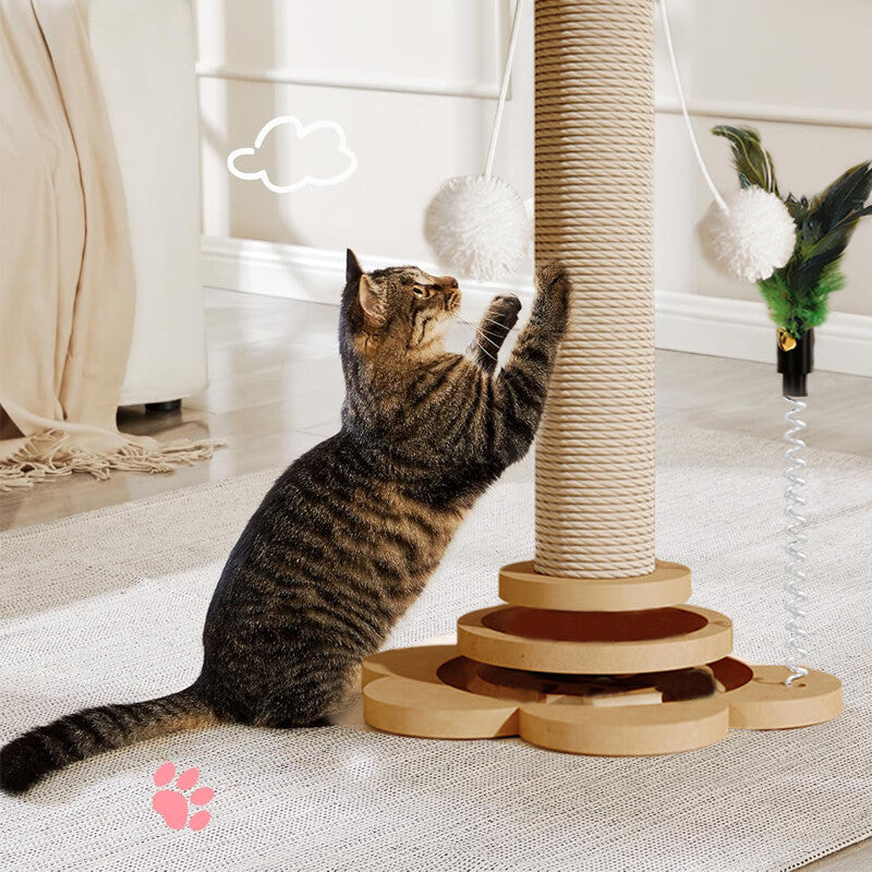 Tall natural sisal cat scratching post – view 5