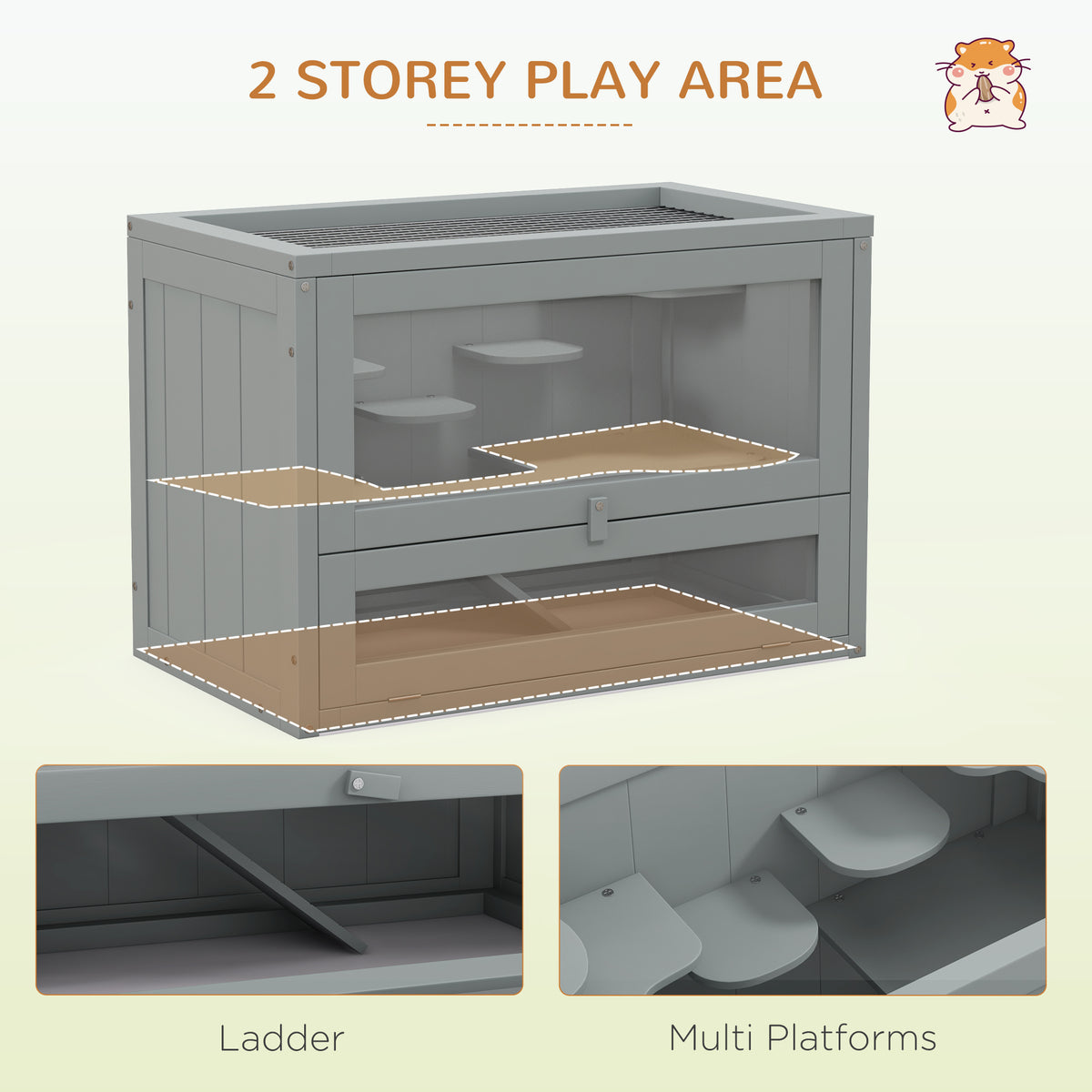 Multi-level wooden hamster cage – view 5