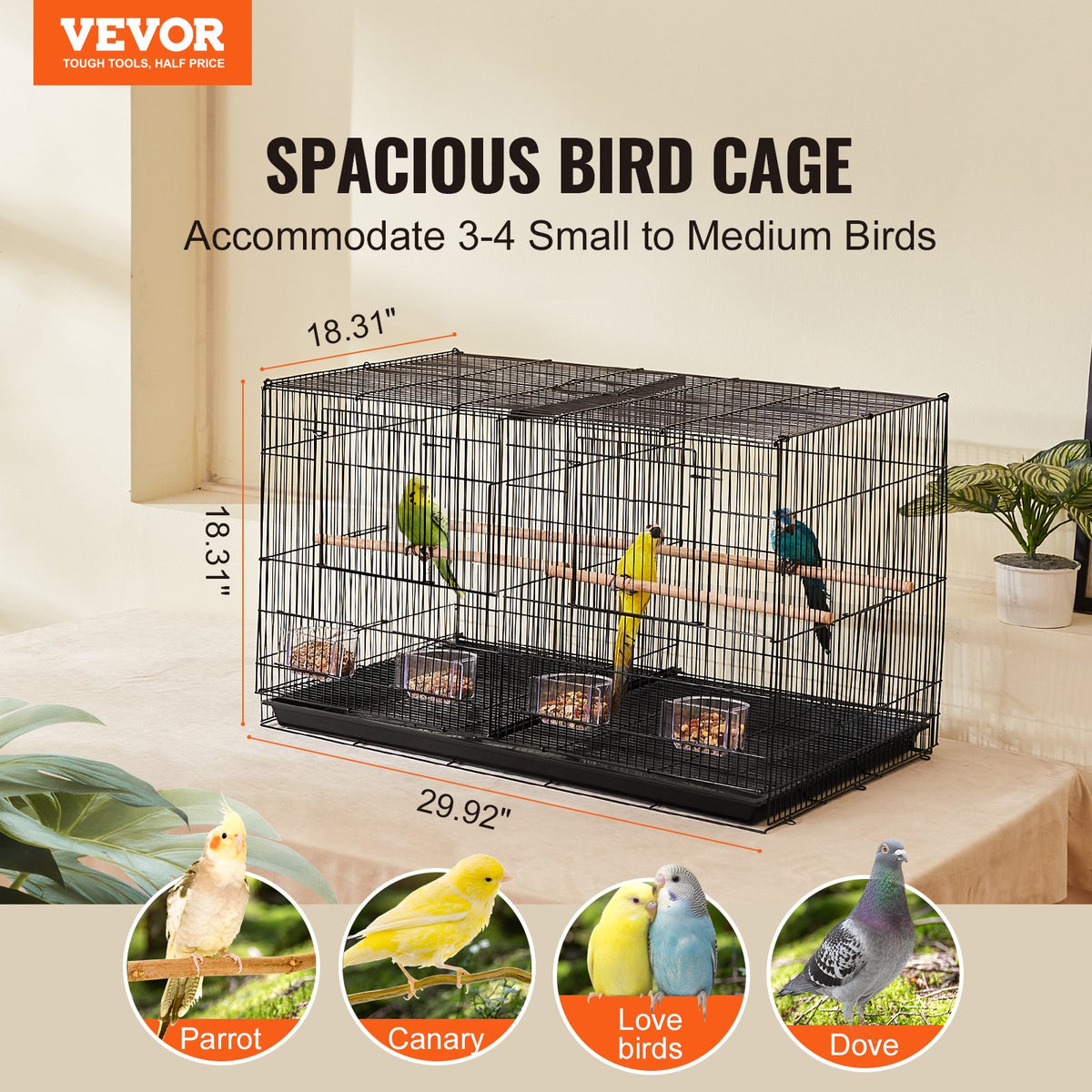 18in parakeet flight cage with divider – view 7